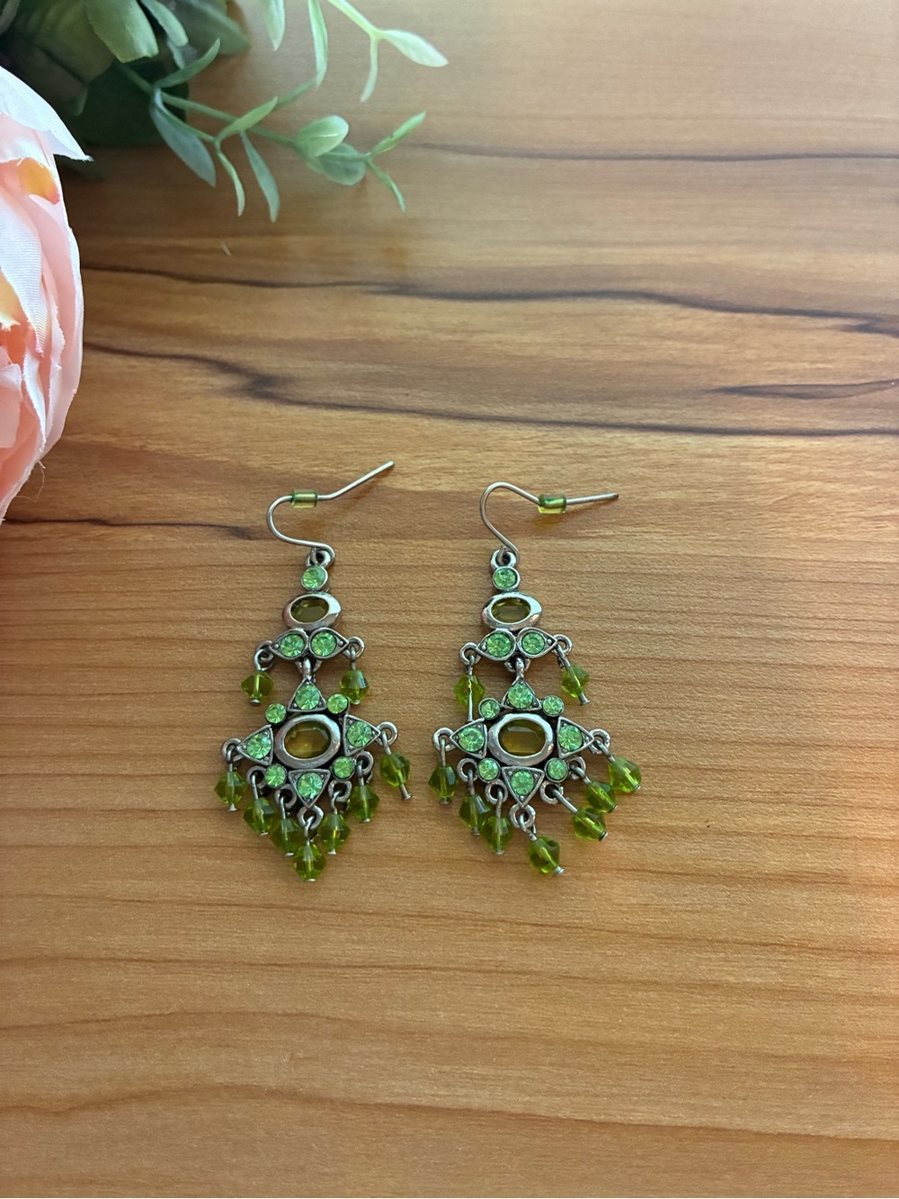 Vintage Style Green Crystal Chandelier Drop Earrings - Women Jewelry